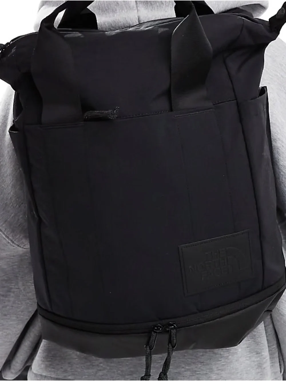 The North Face Black Tote-Style Backpack with Zippered Base